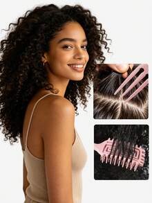 4 Peças Conjunto de Pentes para Penteado, Escova para Cabelo Cacheado (Modelagem Ventilada), Escova de Desfiar, Pente de Cauda de Rato, Escova de Borda (Estilo Palha de Trigo) para Escovação de Borda e Costas, Penteado, Ideal para Todos os Tipos de Cabelo - Multicolorido - Visão 4