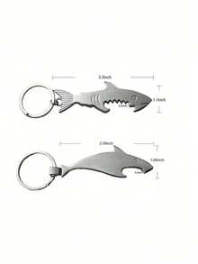 Customized Personalized Stainless Steel Shark Keychain Bottle Opener - Custom Laser Engraved Wedding And Party Gift, Ideal Groomsman Gift For Wedding Events, Unique Party Favor And Bar Accessory, Perfect Wedding Guest Souvenir And Beer Lover Gift, Suitable For Men And Beer Enthusiasts, Laser Engraved Wedding Keepsake And Party Decor Accessory - Multicolor - View 2