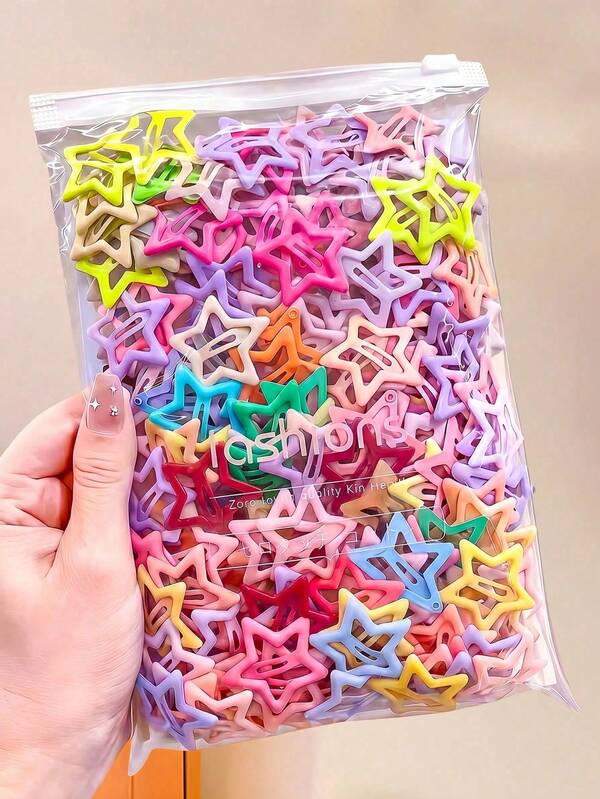Juego de pinzas para el cabello BB con lindo patrón de estrellas, accesorios para el cabello estilo macaron - Adecuado para niñas y adolescentes, pinzas para el flequillo, se puede usar para la escuela diaria, actividades de vacaciones, adecuado para el estilo retro Y2K, regalo del Día de la Madre