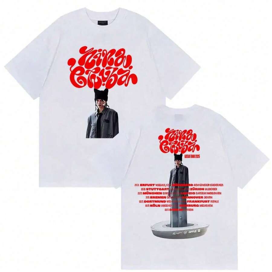 Nina Chuba Album Tour Print T-Shirt For Men And Women Hip-Hop Short Sleeve Clothing Retro T-Shirts Fashion Oversized Cotton T-Shirt - White 7 - View 1