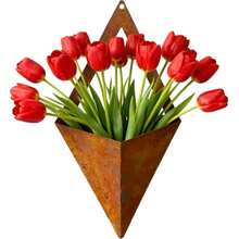 1pc Rusty Texture Triangle Rhombus Wall Hanging Planter, American Country Style Wall Decor Hanging Flower Bucket, Garden Entrance Greenery Fresh Flower Hanging Pot - Rust Brown - View 4