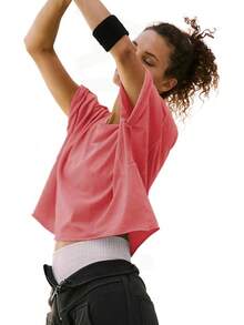 Camisetas Cortas de Manga Corta para Mujer, Estilo Casual, Básicas, de Algodón, para Yoga, Running y Deportes - Azul Marino - Ver 2
