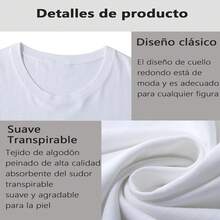 Paquete de 3 Playeras para Mujer, Camisetas de Cuello Redondo Clásico, Corte Holgado, 200g, Lavable a Máquina, No se Decolora ni Encoge - Negro+Blanco+Gris - Ver 4