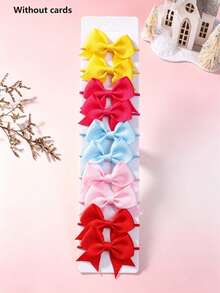 Set de 10 piezas de accesorios para el cabello con lazo, ligas para el cabello de unicolor con textura acanalada, diseño de cola de golondrina, accesorios para el cabello de moda para uso diario - Multicolor - Ver 8