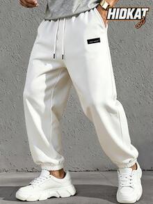 Hidkat Men's New Cuffed Long Pants, Minimalist Fashion Fit, Elastic Drawstring, Slanted Pockets, Suitable For Outdoor Travel And Casual Daily Wear. - White - View 2