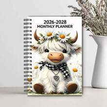 2026-2030 Calendar - 5-Year Calendar From January 2026 To December 2030, Cartoon Highland Cow Theme Cover Design, Annual Calendar Planner, Monthly Tabs, 60-Month Calendar, 5.5" X 8.3" School Supplies - Multicolor - View 10