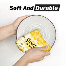 2/4/6pcs Set, Dish Towel, Little Bee Kitchen Towel And Dishcloth - Cute Farmhouse Style Decor, Adorable Bee Theme Hand Towel Suitable For Farmhouse Style Home, Modern Kitchen Decor Dishcloth, Machine Washable Bee Print, Home Gift For Mom, New Home Gift, Reusable Kitchen Cleaning Cloth For Home Kitchen Decor - Multicolor - View 8