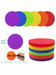 18pcs Carpet Floor Dot Markers, 4 Inch, Classroom Seating Carpet Dots, Fixed Dot Markers, Multi-Color Round Markers, Suitable For Games And Teachers (6 Colors) Back To School - Colorful Carpet - View 3
