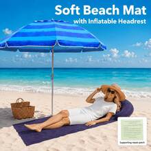 Outdoor Inflatable Pad, Outdoor Mat, Sunbathing Beach Mat With Inflatable Pillow, Portable Easy-To-Store Picnic Mat, Lightweight Moisture-Proof Mat, Non-Stick Sand Design For Clean Use Experience, Also Serves As Camping Mat - Multicolor - View 11