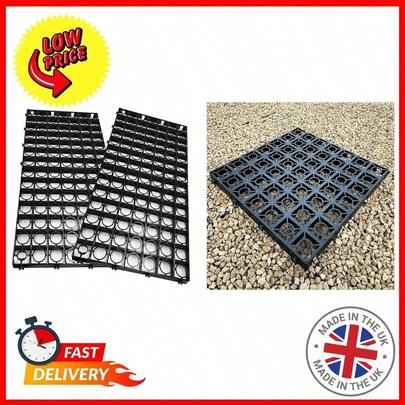 8 X Plastic Driveway Grids Black Plastic Mat For Turf, Grass, Lawn, Path & Gravel Protector Drainage Mat
