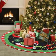 The Grinch Green Monster "Merry Christmas" Tree Skirt - Soft And Fun Country Style Holiday Decor, Suitable For Christmas Parties - Multicolor - View 5