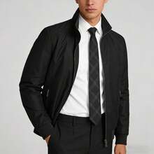 Chamarra Hombre Chaqueta Casual de Negocios Cuello Levantado Para Hombre Chaqueta Abrigos Informal Chaqueta de Senderismo - Azul - Ver 2