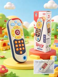 Children's Multi-Function Cartoon Remote Control Toy, Plays Sound, Light And Music, Baby Early Education Nursery Rhyme Enlightenment Toy - Multicolor - View 1