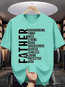 Men's Short-Sleeved T-Shirt, Summer, Comfortable, Made Of Micro-Elastic Polyester Fabric, Fashionable, Casual, Versatile, With Popular Print And Round Neck. - 淡青色 - 查看 1
