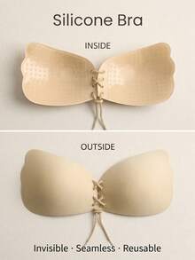 1pc Strapless Invisible Bra, Foldable Bra, Women's Invisible Bra, Backless Invisible Bra, With Breast Pads, Plus Size Bra, Suitable For Most People - Multicolor - View 2