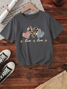 Casual Short-Sleeved, Crew-Neck T-Shirt With A Print, Ideal For Summer. Suitable For Children And Teenagers. Breathable And Sweat-Wicking. - 咖啡棕 - 查看 2