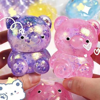 1pc Squishy Aurora Squeeze Toy, Immersive Stress Relief Tool For Teens And Adults, Dreamy Gradient Colors Like Aurora Under Light Refraction, Soft Cute Bear Design With High Aesthetic And Texture, Perfect For Students During Study Breaks, Office Workers For Emotional Buffer, And Daily Solitude Comfort, Your Exclusive "Emotional Outlet"