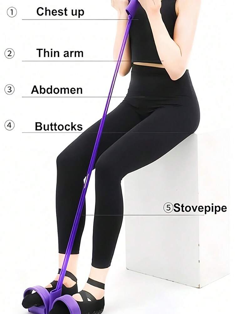 Yoga Pedal Puller Resistance Band With Handles Elastic Pull Rope Multi-Function Tension Rope Band Suitable For Home Exercise Yoga Enthusiasts For Multiple Body Parts For Abdomen Waist Arm Leg Stretching Slimming Training Yoga Accessories - Multicolor - View 8