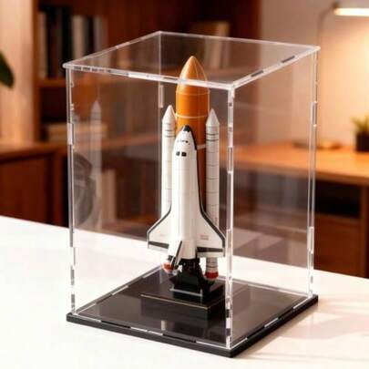 Caja de exhibición de acrílico grande para figuras, caja de acrílico transparente con base negra para exhibir miniaturas, juguetes, coleccionables y muñecas 13 L * 13 (A) * 16 (H) pulgadas