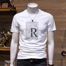 Camiseta de manga corta para hombre de puro algodón, versátil y elegante, de cuello redondo, corte holgado, moderna y versátil. - Blanco - Ver 11