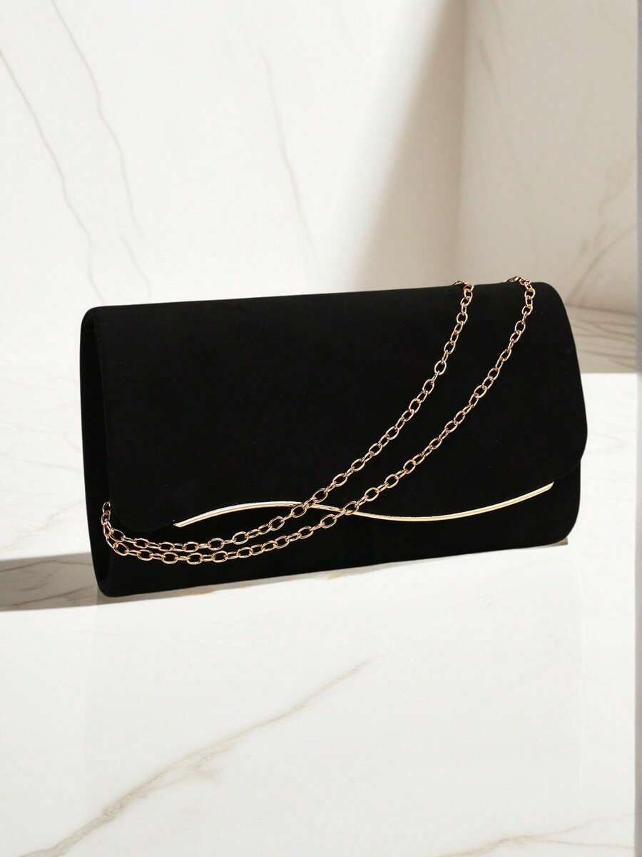 Women's Straw & Velvet Evening Bag With Chain Strap, Suitable For Beach And Formal Parties - Pastel - View 1