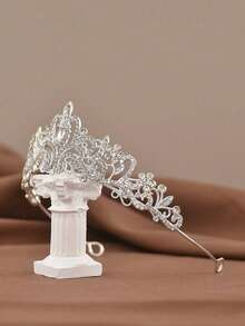 1pc Bridal Crown Wedding Headband, Bride Party Accessory, Suitable For Christmas, Halloween, Birthday - Silver - View 7