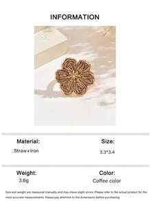 OOQ 1pc Minimalist Handmade Raffia Flower Open Metal Ring For Women, Colorful Dopamine Bright Summer Holiday INS Style, Suitable For Women's Daily Wear, Dating, Party, Versatile Gift For Her (Handmade Weaving Method Random, Purely Handmade May Have Occasional Glue Overflow) - Six-petaled Flower - View 12