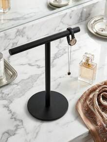 1pc Stainless Steel T-Shaped Towel Bar - Bathroom & Kitchen Countertop Towel Rack, Fashion Design Black & Silver Towel Rack, Kitchen Bathroom Bedroom Multi-Scene Storage - Multicolor - View 6