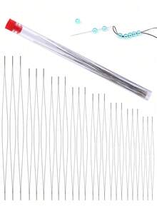 1組DIY串珠針,包含中孔串珠針與長細米珠針,手鍊與項鍊製作珠寶工具 - 彩色 - 查看 10