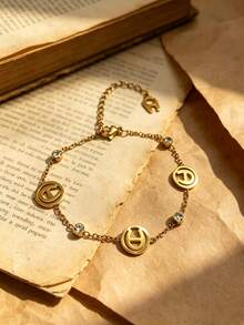 1pc Rhinestone Bracelet, Fashionable Niche Design,Versatile, Delicate, Elegant, Luxurious - A Letter Bracelet - View 2