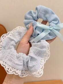 3pcs Women's Ball Hair Ties, Fresh Style Oversized Floral Fairy Elegant Hair Scrunchies, Back To School - Multicolor - View 8