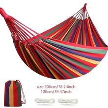 Durable Canvas Patio Hammock - Portable Outdoor Camping Summer Set, Portable Outdoor Hammock - A - View 3