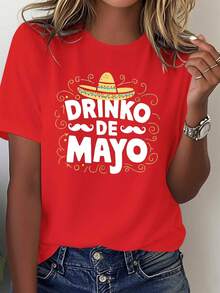 NEW Women's Wide Brim Hat With Mexican Design And Daisy Design Shirt - 100% Comfortable Fit, Summer Y2K Blouse, Graduation Season Beachwear Women's Clothing - 紅色 - 查看 1
