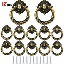 12pcs - Bronze Cabinet Handles - 1.18 Inch Vintage Style Knurled Drawer Pulls, With Screws, Vintage Round Handles, Suitable For Dressers And Furniture Restoration. - Copper - View 13