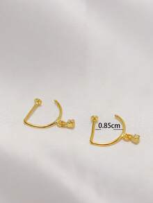 1pc Nose Ring Fashion D-Shape Punk Non Piercing Nose Clip 925 Sterling Silver Cubic Zirconia Dangling Jewelry - Gold - View 4