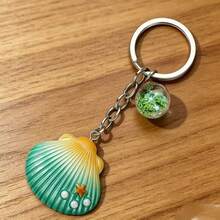 1pc Shell Keychain Creative Design Gradient Color Couple Fashion Pendant Accessory - Multicolor - View 3