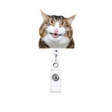 1pc/2pcs/3pcs Acrylic Cat Expression Retractable Rotating Badge Reel Doctor Nurse Keychain ID Holder - Multicolor B - View 19