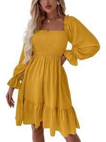 LYANER Vestido - Verde militar sólido - Ver 34