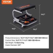 Mobile Mechanic Rolling Gear, 300LBS Capacity, 18-23 Height-Adjustable Pneumatic Stool With Tray & 5 Casters, Automotive Maintenance Tools Workshop, Garage (Father's Day Option) - Adjustable Height - View 10