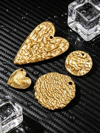2 pièces Pendentif en acier inoxydable en forme de cœur et ronde, convient pour la fabrication de colliers, boucles d'oreilles, bijoux, cadeau de la Saint-Valentin