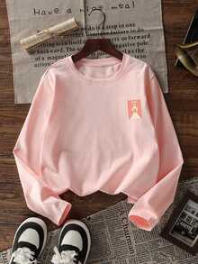 Tween Girl 3pcs Solid Color Casual Long Sleeve T-Shirts, Suitable For Tween GirlsAutumn/Winter Tops, Young Student Children's Clothing, Suitable For Outerwear And Layering - Multicolor - View 4