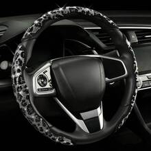 2pcs/3pcs Car Steering Wheel Accessories, Car Interior Decor, Cute Premium Interior Crystal Rhinestone & Leopard Print Unique Pattern, All-Season Universal Car Interior Kit, Women's Car Accessories, Women's Car Tools, Essential Car Tools - Crystal Sparkling Diamond Leopard Print Pattern - View 6