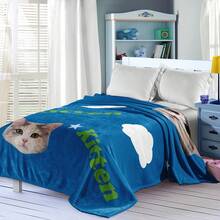 1pc Personalized Animal Theme Blanket, Cute Healing Cartoon Style, Low Saturation Royal Blue Background With Cloud And Other Simple Decorations, Soft And Fresh - Made Of Knitted Flannel Fabric With Digital Printing Technology, Comfortable For All Seasons, Soft And Warm Flannel, Versatile Use For Sofa, Bed, Travel, Camping, Office - Easy To Care For, Perfect For Napping, Camping And Travel - Multicolor - View 3
