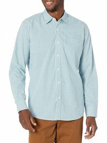 Essentials para hombre ajuste Regular manga larga camisa de cuadros - Blanco - Ver 33