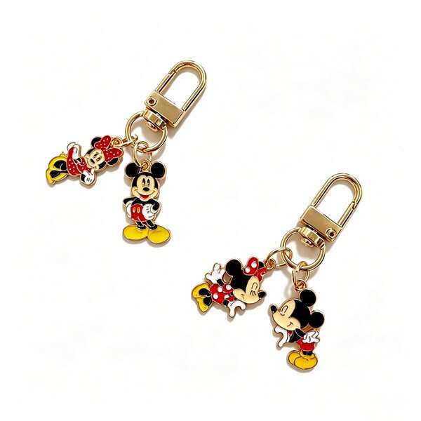 1個 Disney 新款米奇米妮卡通角色金屬鑰匙圈 創意金屬吊飾 拉鍊頭掛飾
