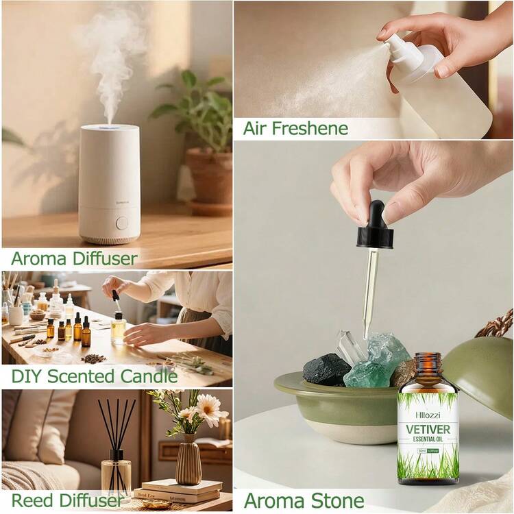 Hllozzi VETIVER ESSENTIAL OIL, A Rich, Calming, And Soothing Root And Woody Scent, Deeply Moisturizes The Skin, Leaving It Soft, Smooth, And Radiant. Suitable For All Skin Types, It's Ideal For Massage, Skincare, And Nail Care. - VETIVER - View 9