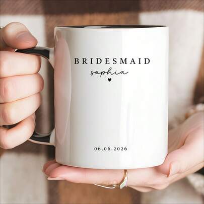 Custom Bridesmaid Mug, Personalized Bridal Party Cup, Maid Of Honor Gift, Bride To Be Coffee Mug, Engagement Gift, Wedding Favor Idea