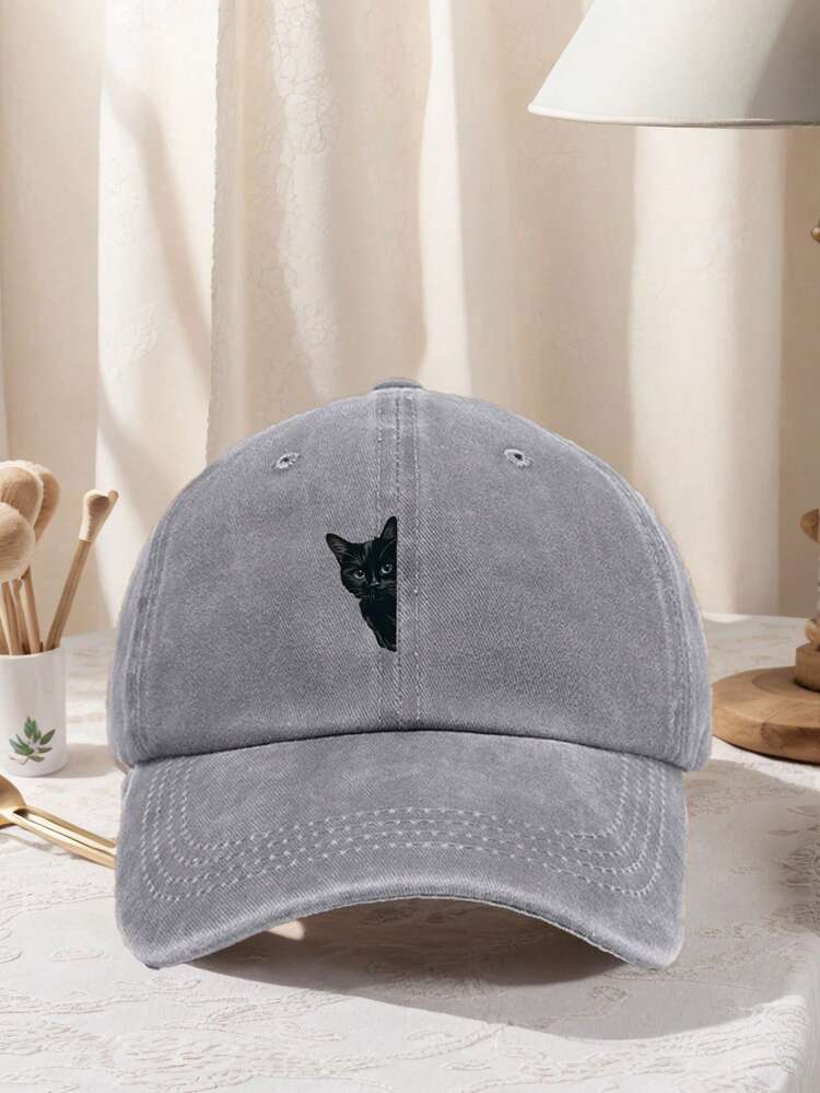 1pc Unisex Black Cat Printed Baseball Cap Adjustable Design, Ideal For Hiking, Mountain Climbing, Travel, And Sun Protection During Outdoor Activiti - Black Cat - View 6