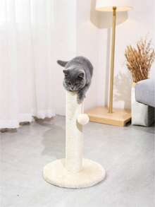 Vertical Sisal Cat Scratching Post - Equipped With Hanging Plush Ball, Stable Round Base, Scratch And Wear Resistant, Indoor Kitten Climbing Tower, Anti-Slip Cat Nail Grinding Toy - Multicolor - View 5