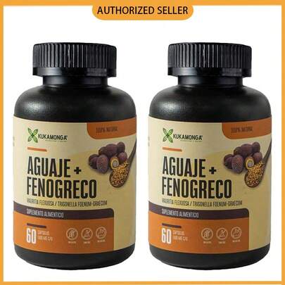 Kukmaonga 60 Cápsulas Aguaje y Fenogreco Sin Sabor Añadido, Suplemento Natural para Equilibrio y Bienestar de la Mujer